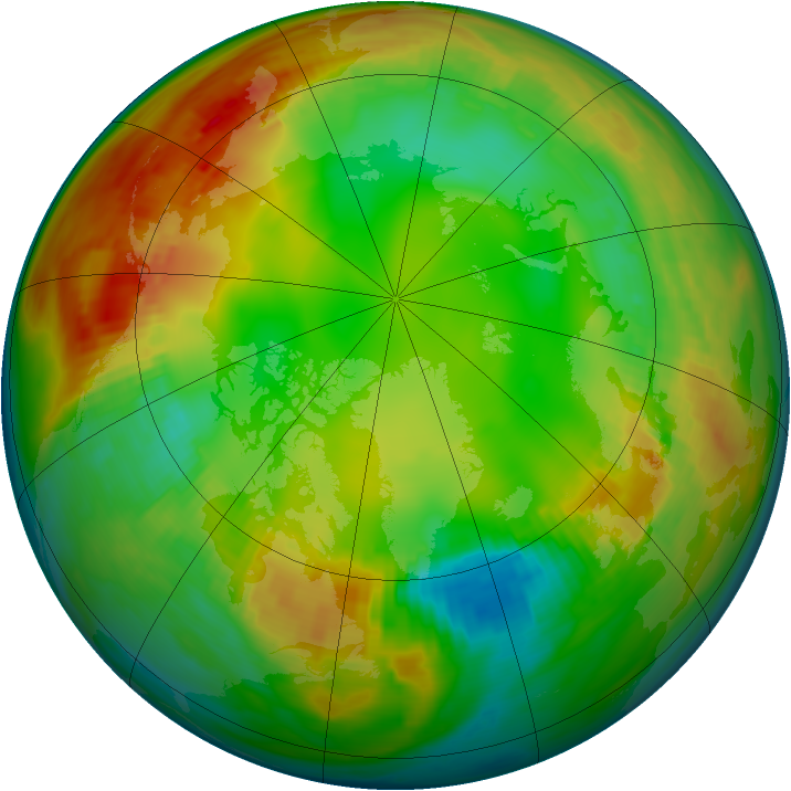 Arctic ozone map for 19 January 1981